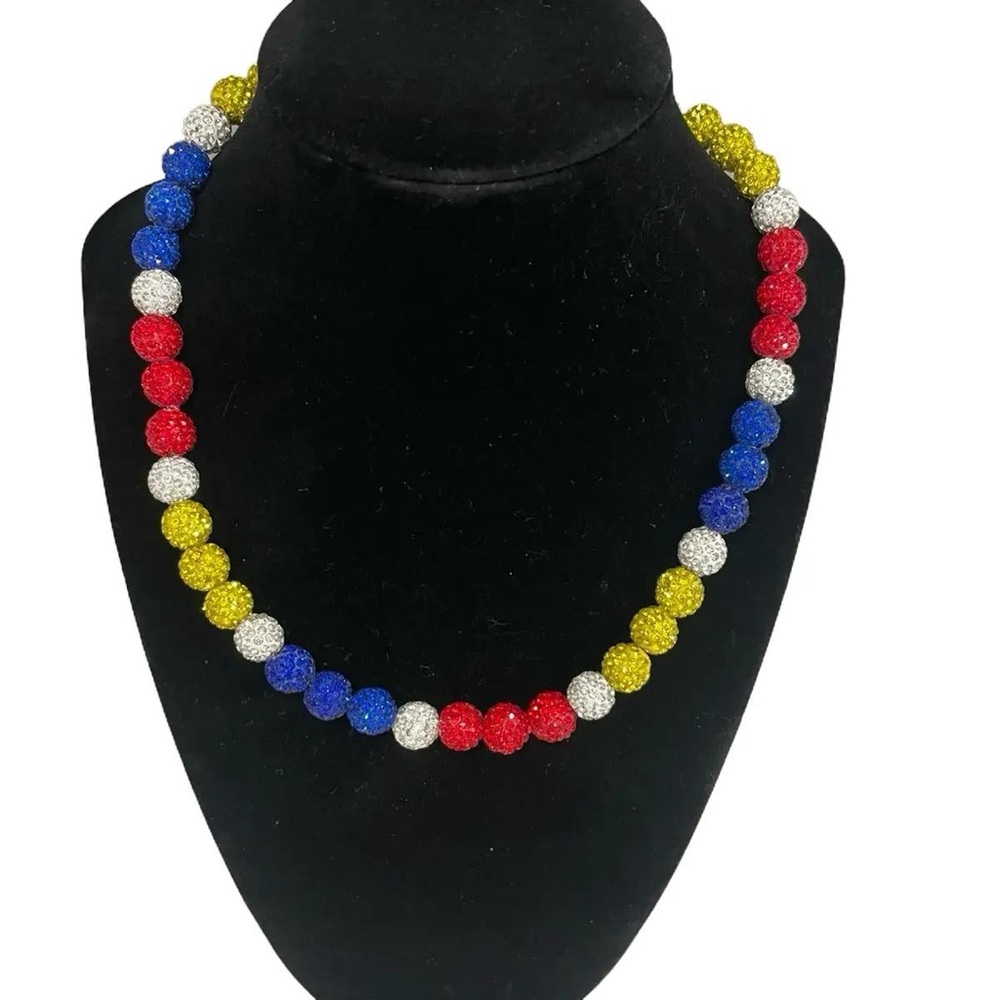 Iced bling disco ball rhinestone 18 inch necklace baseball drip acuna